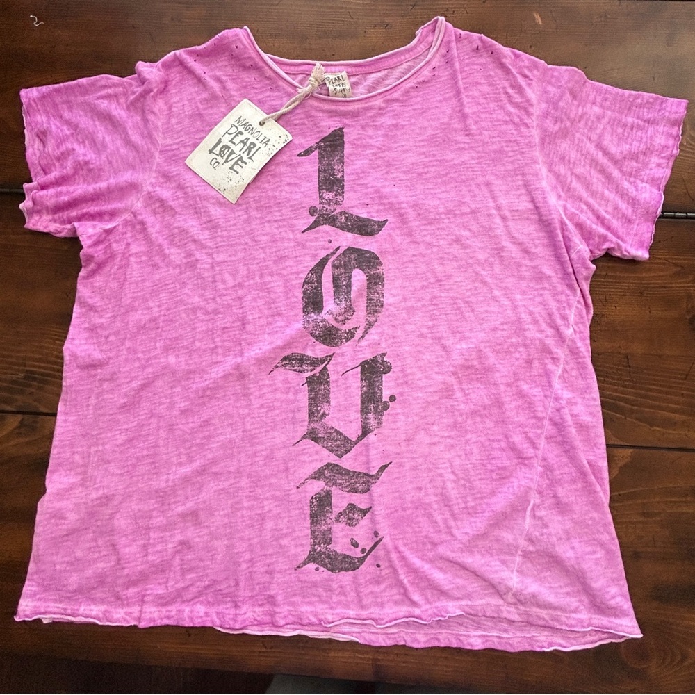 Magnolia Pearl Abbey Love Tee #1460 Love Supply Co Pink NWT - Picture 5 of 9